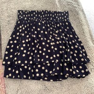 Boem skirt navy blue with white and yellow flowers